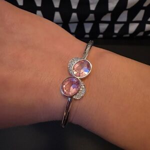 Elegant Swarovski Silver and Pink Bracelet